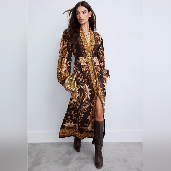 Farm Rio Majestic Garden Maxi Dress Size XXS Puff Sleeve Floral Print - Picture 3 of 16